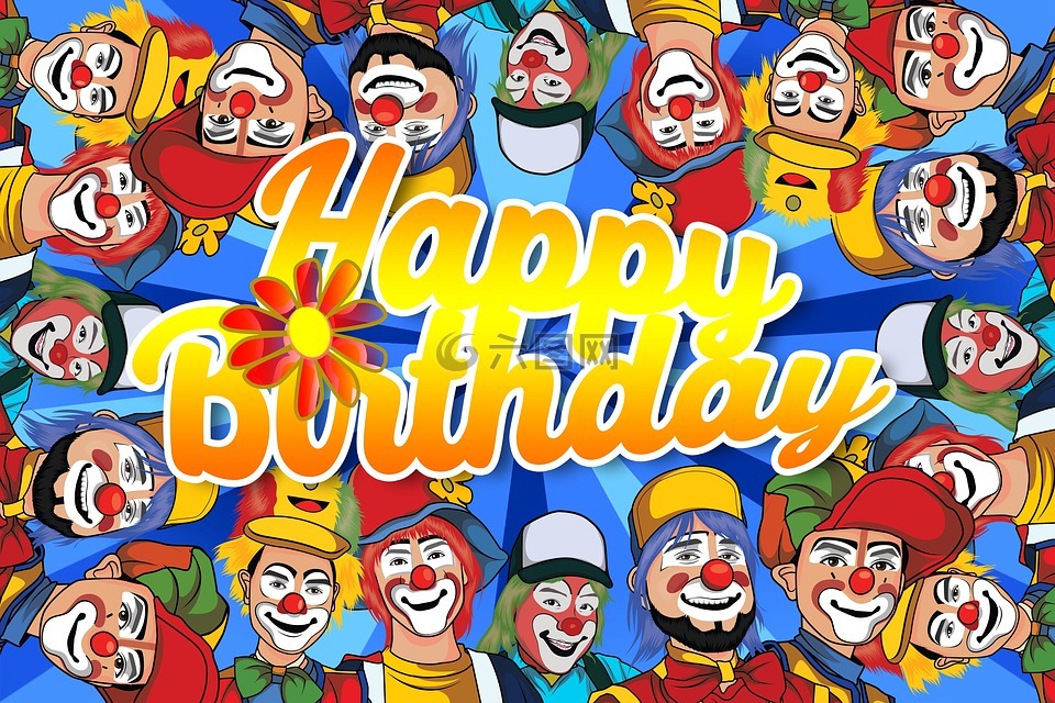生日,小丑,滑稽
