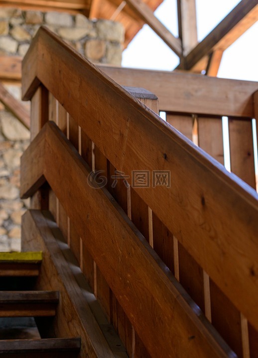 楼梯,木材,木
