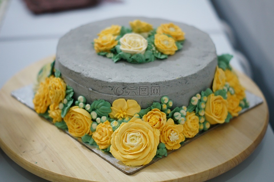 蛋糕,奶油,花