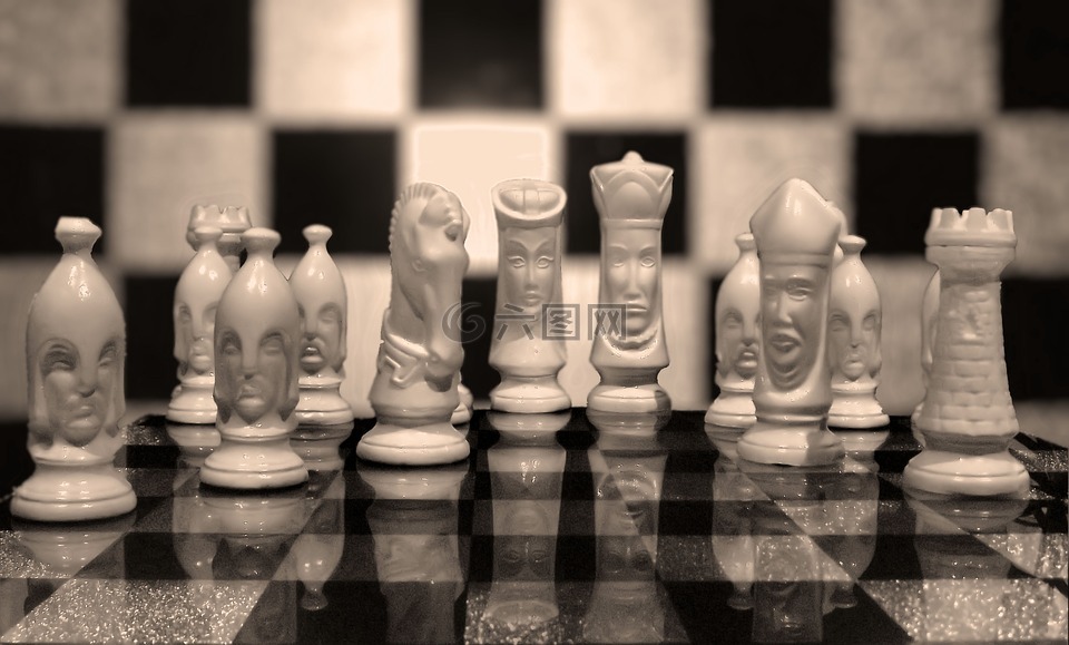 象棋,黑白色,国际象棋游戏