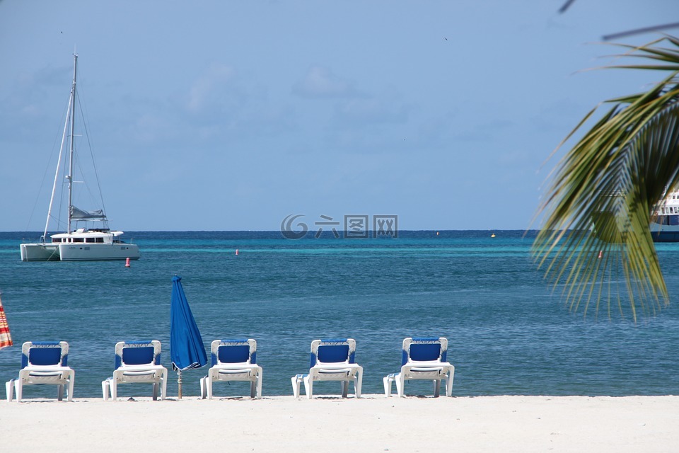 加勒比,日光躺椅,海