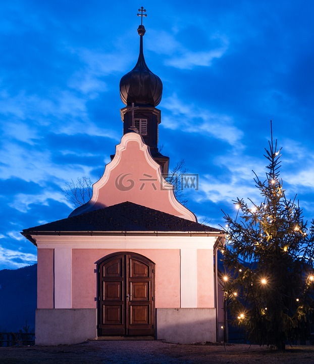 髅,小教堂,圣诞树