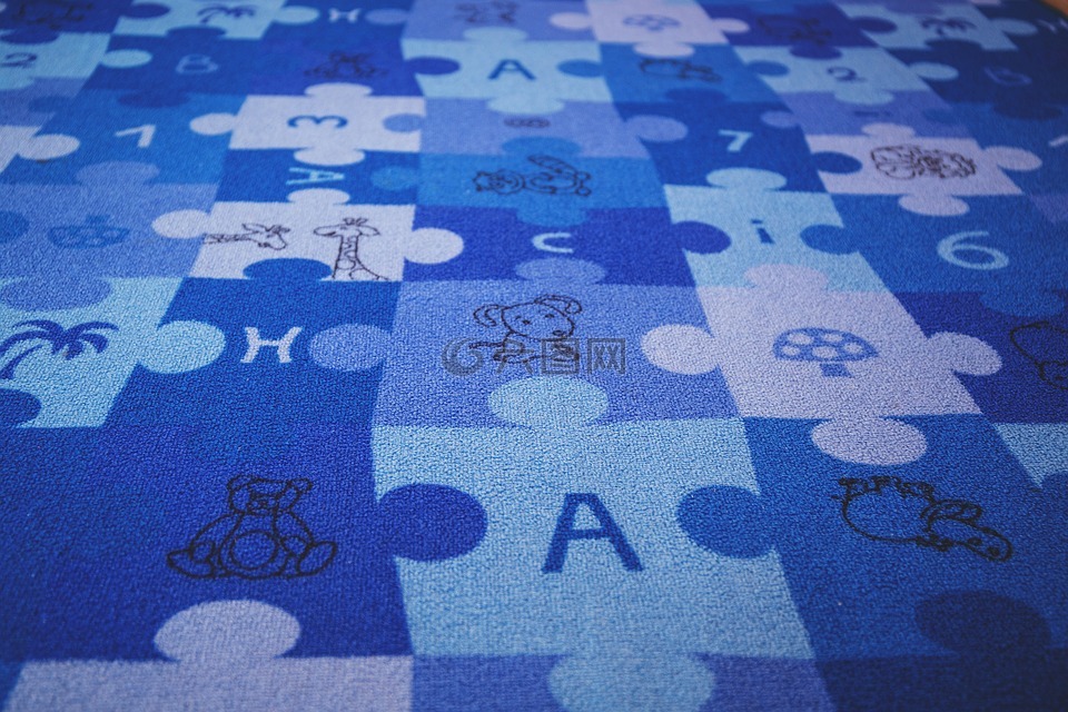 蓝色,谜题,地毯