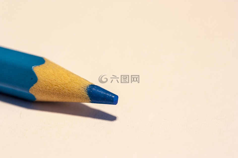 笔,彩色的铅笔,蓝色