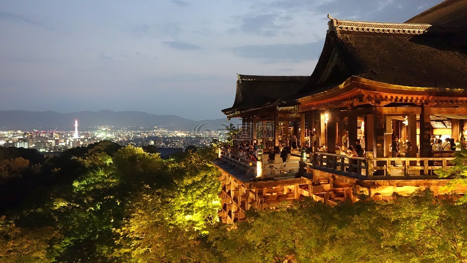 京都,清水寺,夜景