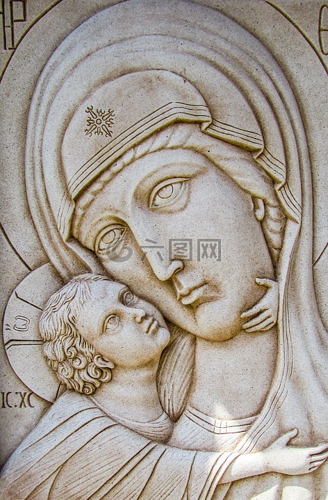雕刻,圣母玛利亚,墙