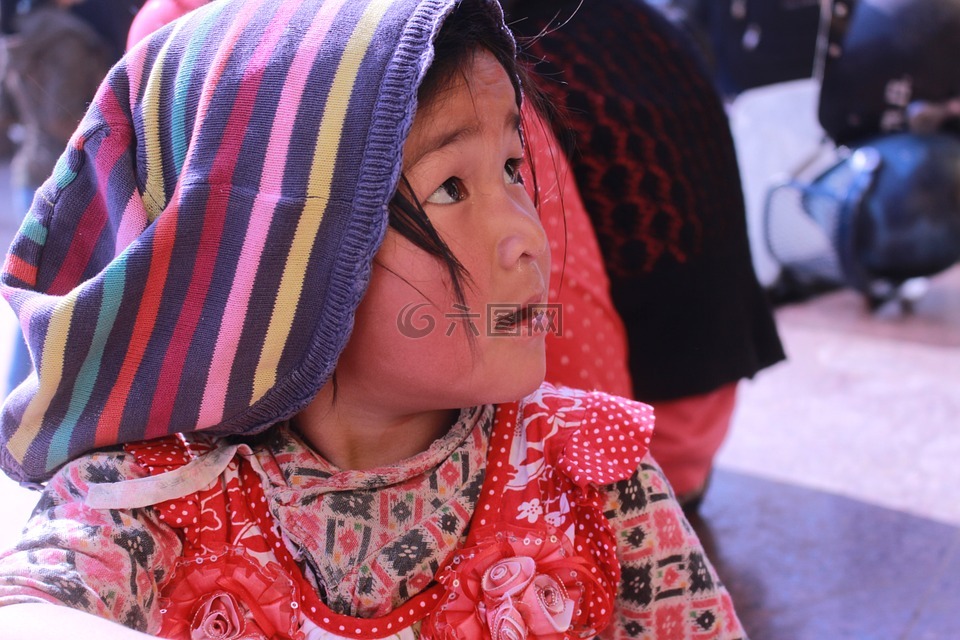 女孩,尼泊尔,可爱