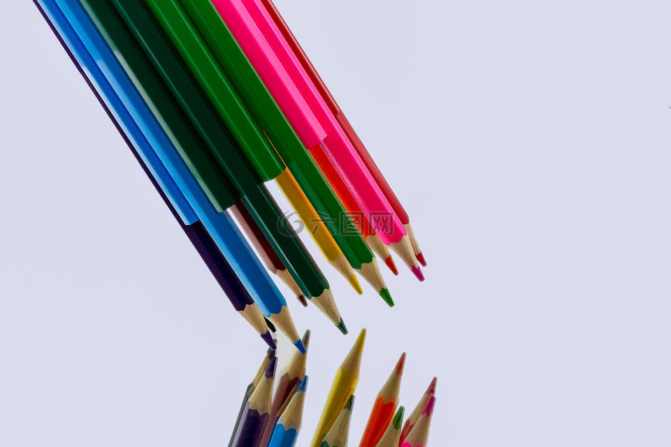 彩色的铅笔,多彩色,交叉