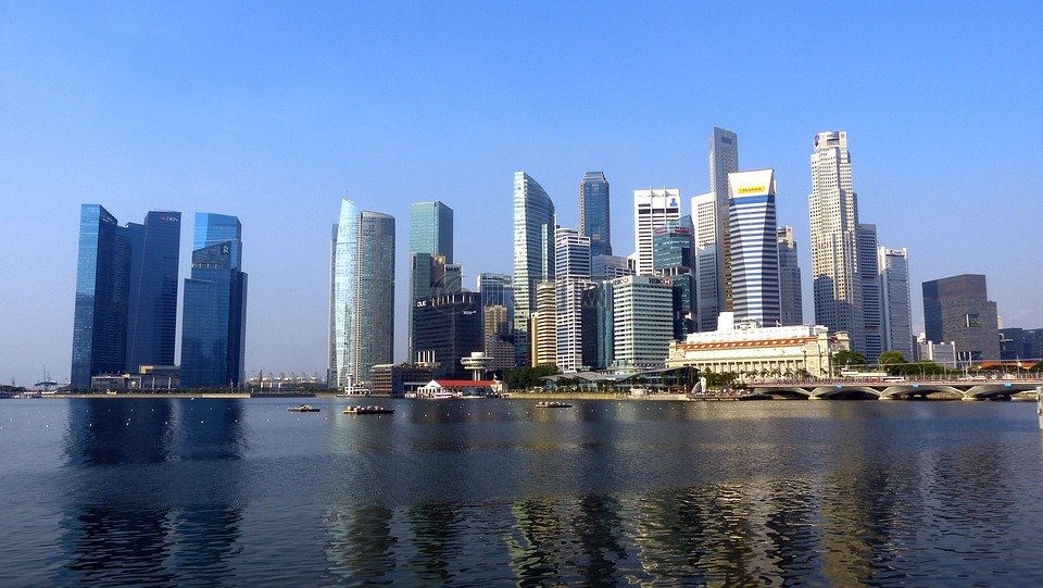 新加坡,河,天际线