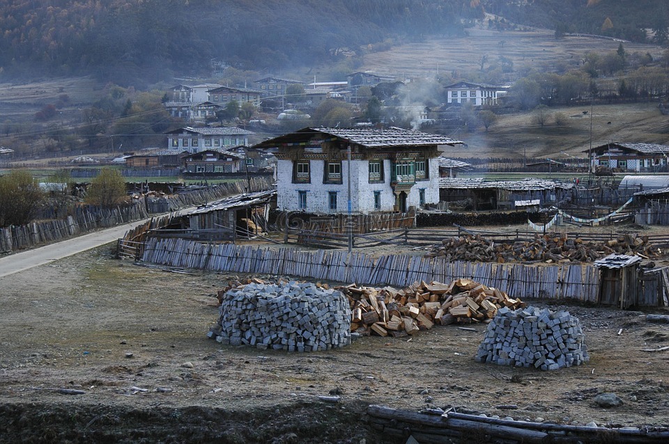 西藏,民居,村落