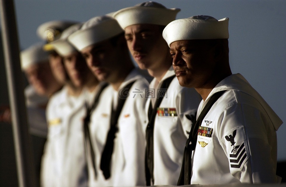 美国海军,水手们,排队