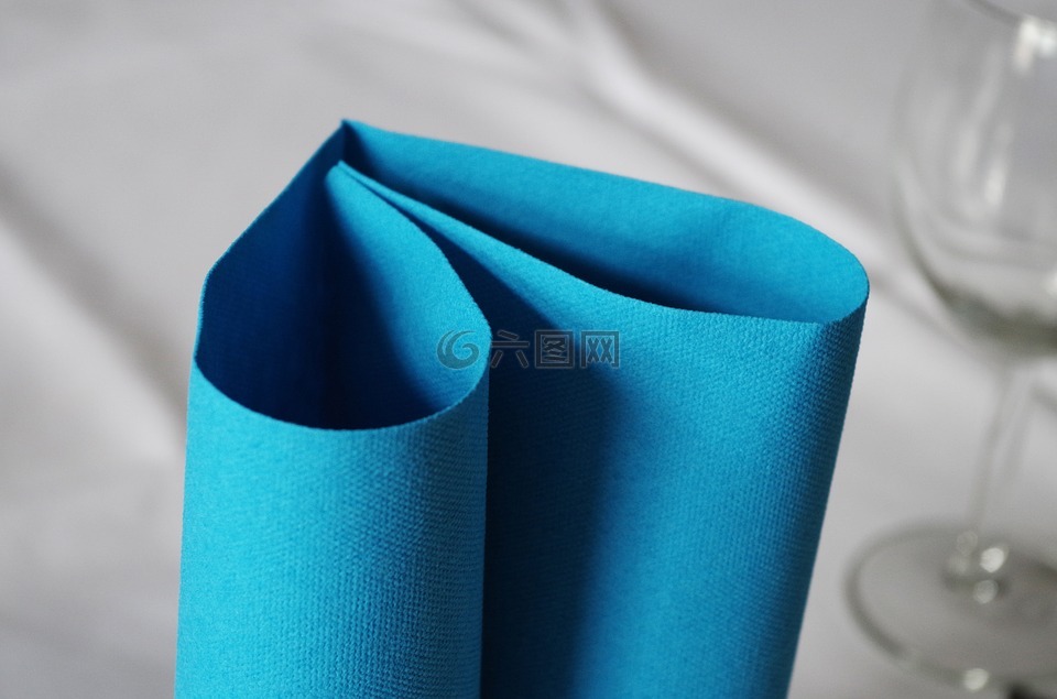 一张餐巾纸,心脏,蓝色