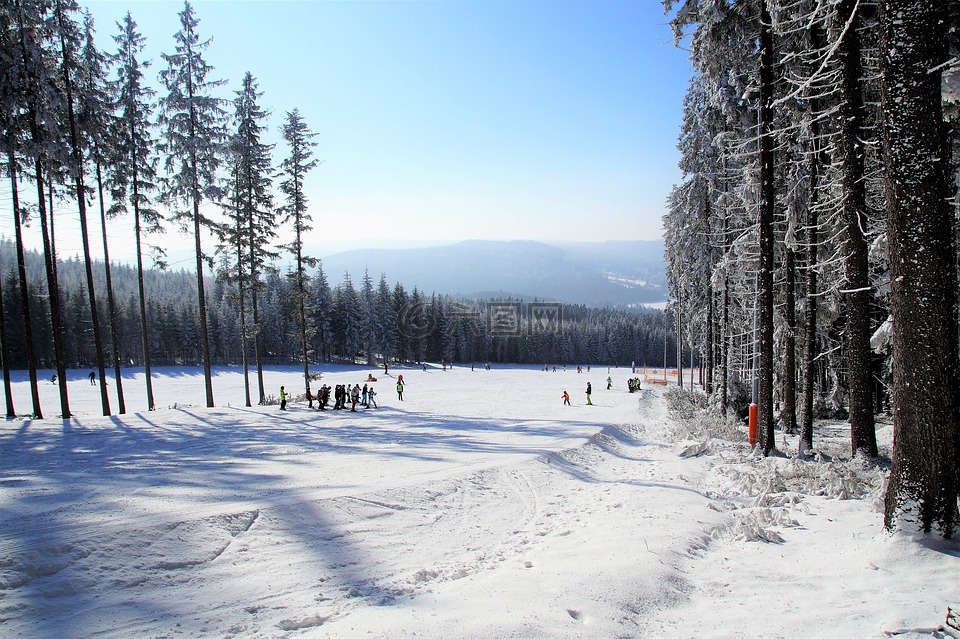 冬天,雪,滑雪坡