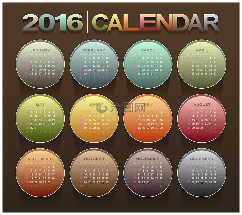 日历,2016,新的一年