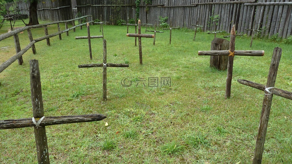 公墓,木制十字架,墓地