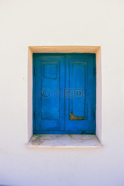 窗口,蓝色,木