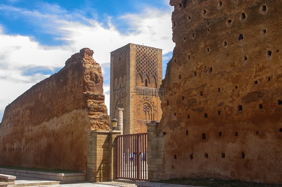 纪念碑的塔哈桑,城市在摩洛哥拉巴特,旅行