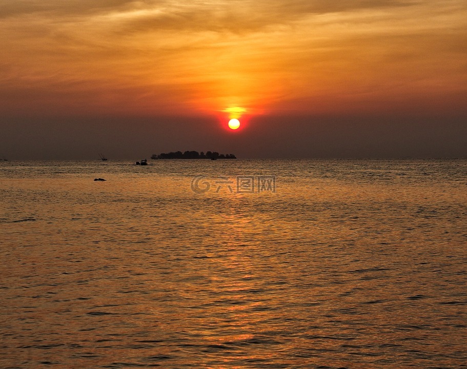 日落 海 夕阳的颜色高清图库素材免费下载 图片编号 六图网