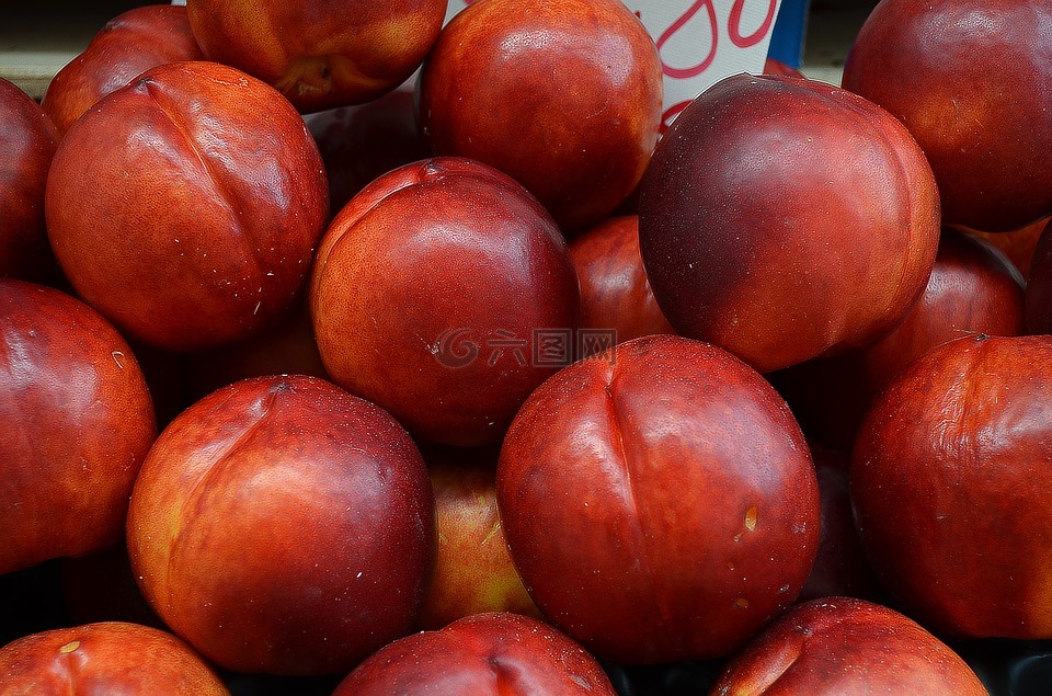 油桃,红色水果,水果摊