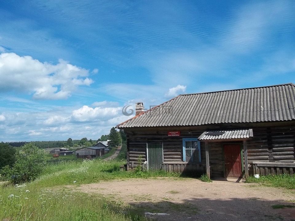 俄罗斯,建筑物,小木屋