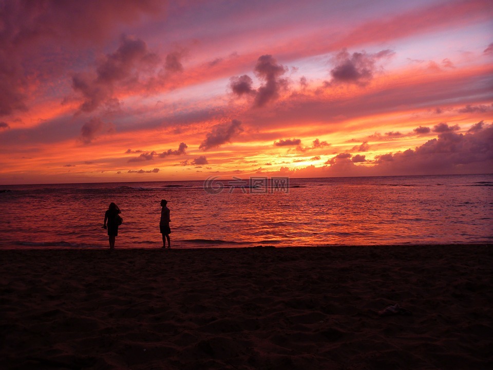 夏威夷,日落,热带