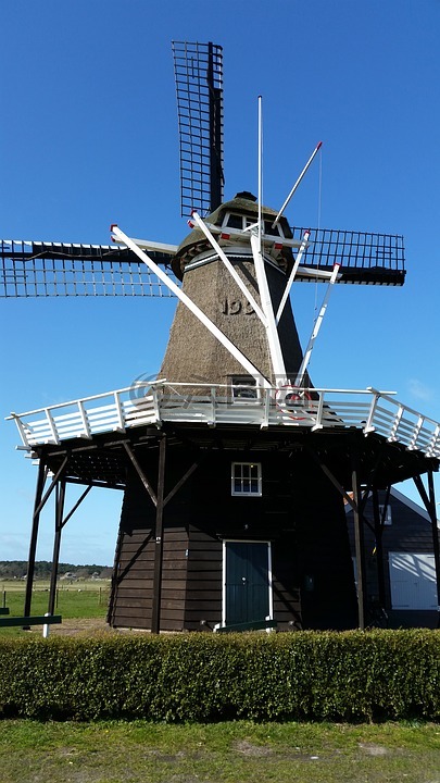 风车,荷兰,荷兰风车