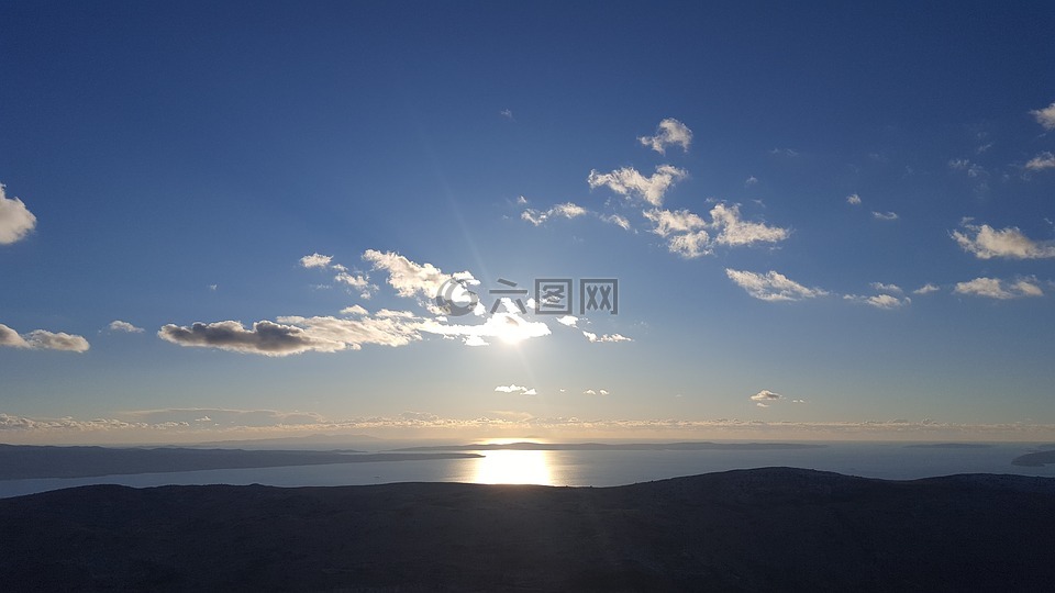 日落,晚霞,天空