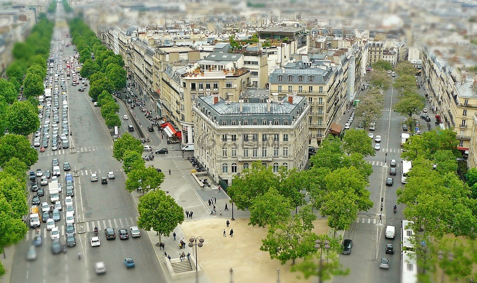 巴黎,城市景观,倾斜移位