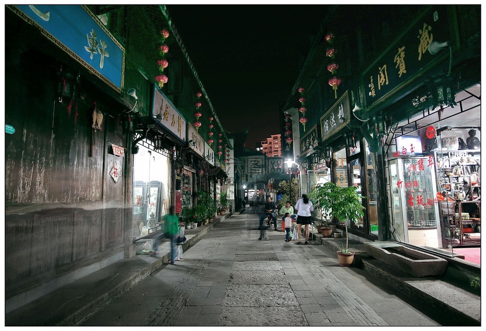 台州,海门老街,夜景