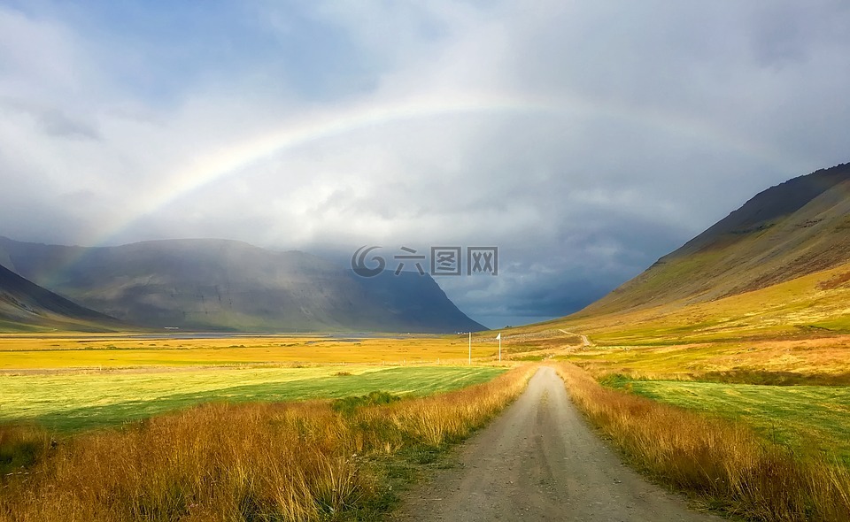 冰岛,彩虹,天空