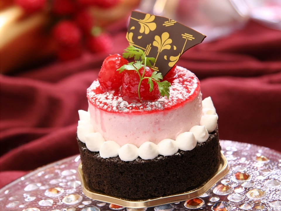 法国糖果,树莓,蛋糕