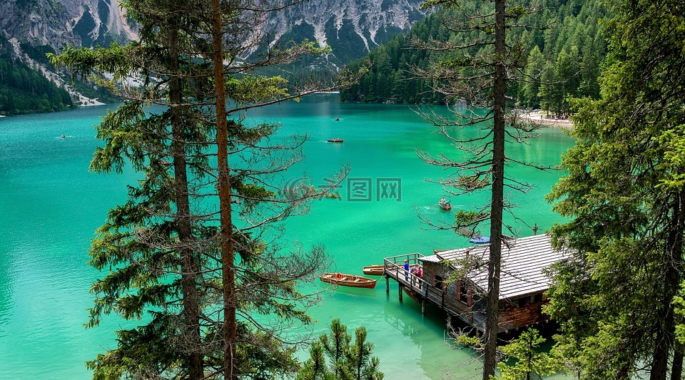 湖,braies,阿尔卑斯山