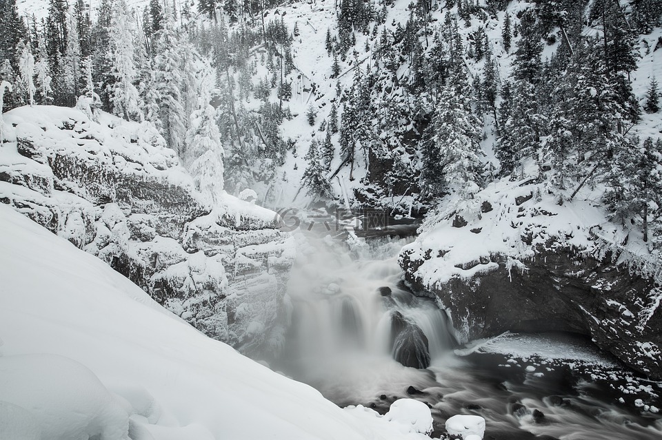 菲雷尔瀑布,冬天,雪
