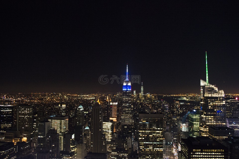 建筑物,夜,纽约城