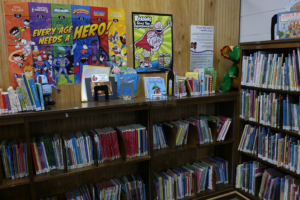 库,书籍,儿童图书馆