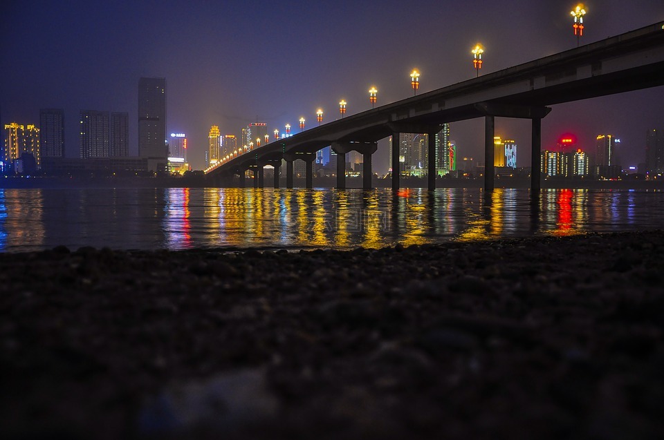夜景,大桥,株洲