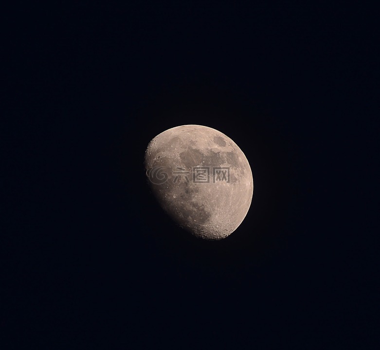 月球,半个月亮,天空