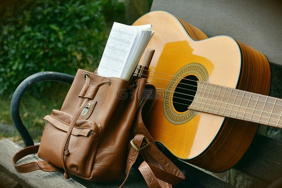 吉他,背包,休闲