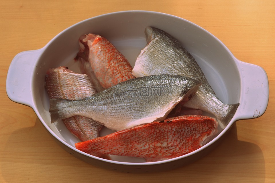 菜,鱼,新鲜的鱼