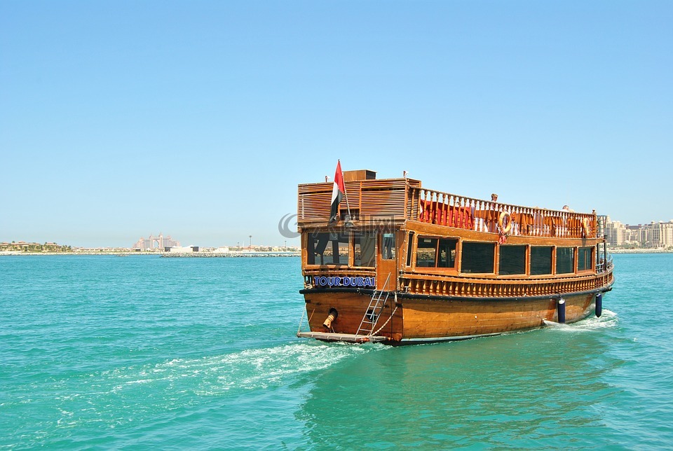 小船,访问,迪拜
