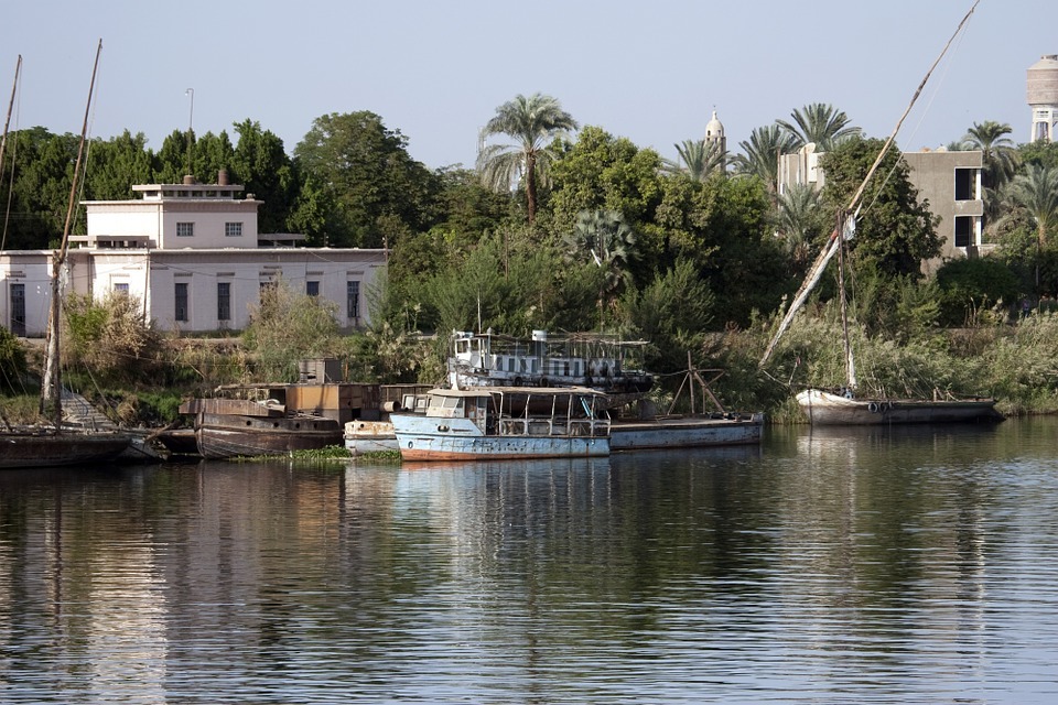 尼罗河,埃及,三桅小帆船