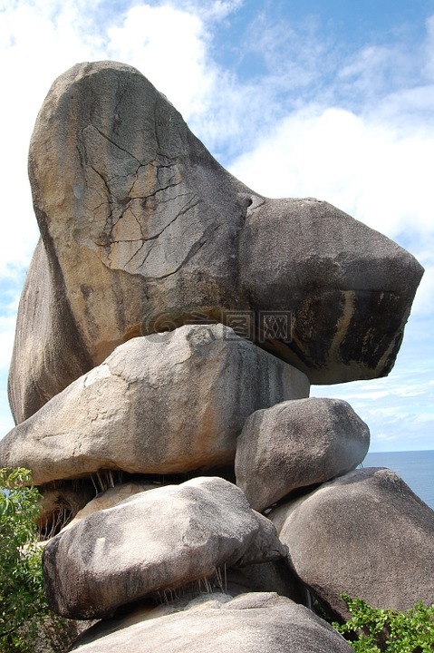 石头,一片瓦砾堆,泰国