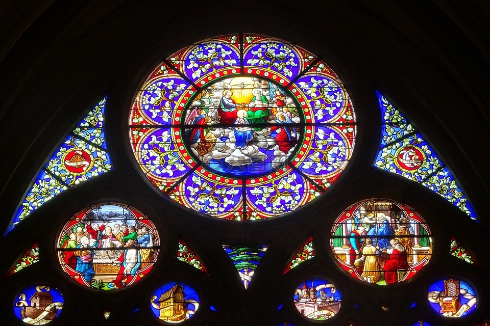 彩色玻璃窗,教堂,宗教