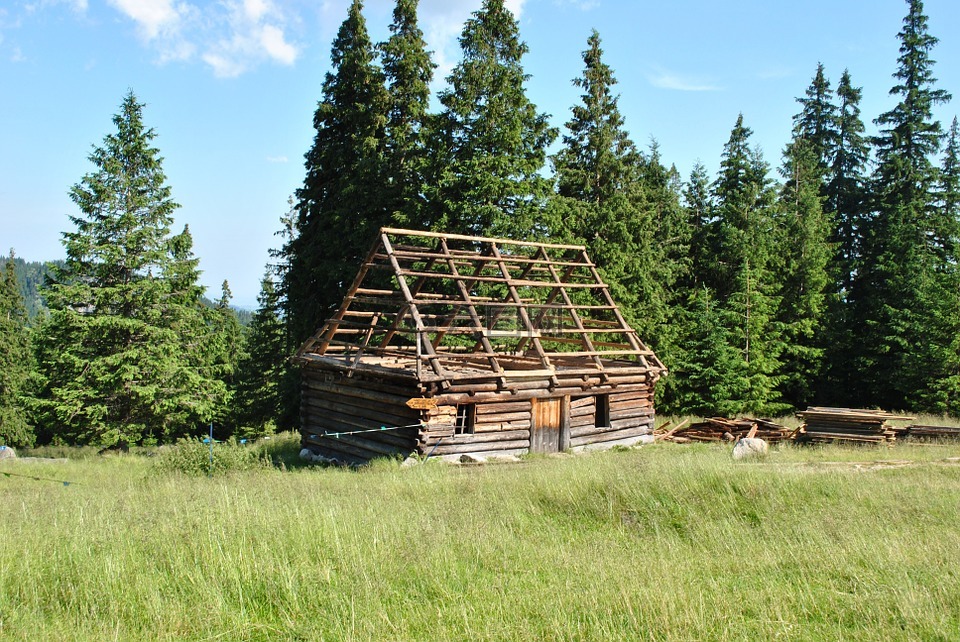 山,棚屋,牧羊人的小屋