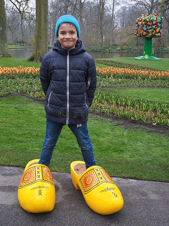 男孩,木制鞋,荷兰