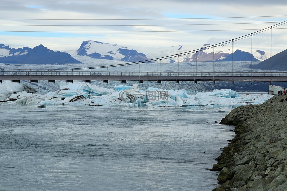 冰川湖,冰岛,冰川