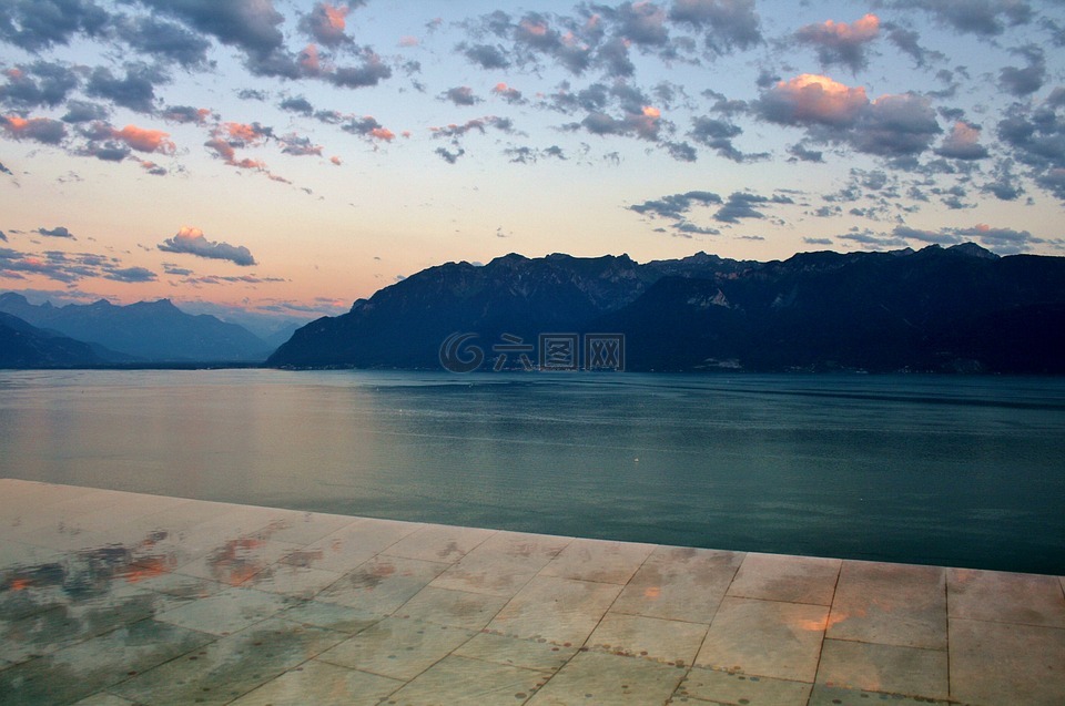 湖,莱蒙,瑞士