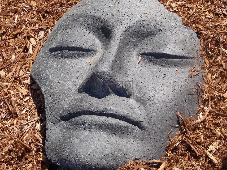 脸,石,雕塑