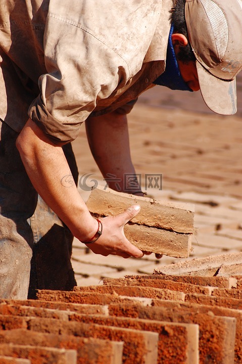 手工砖,干燥的砖,手工制造