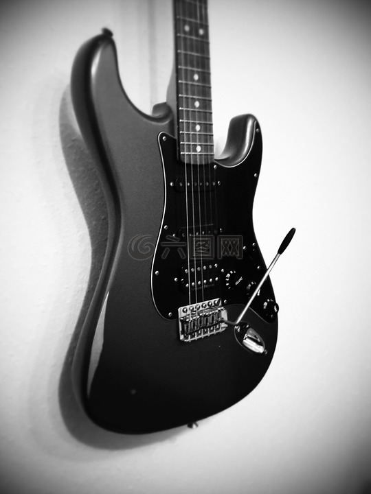 吉他,电吉他,黑白色
